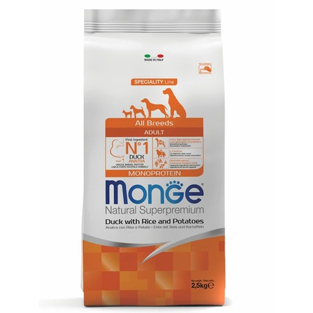 Monge Dog Speciality Line Monoprotein полнорационный сухой для собак, с уткой, рисом и картофелем - 2,5 кг фото 1