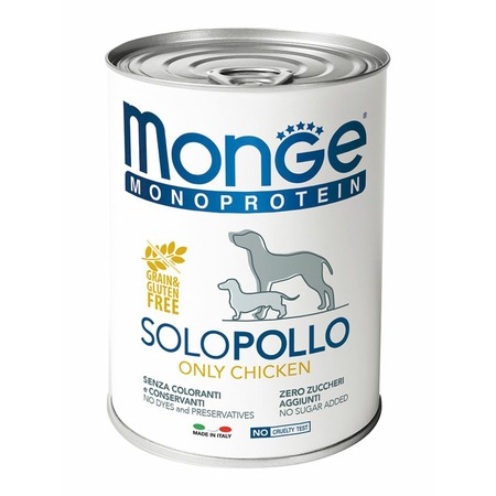 Monge Dog Monoprotein Solo полнорационный влажный корм для собак, беззерновой, паштет с курицей, в консервах - 400 г фото 1