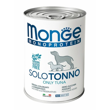 Monge Dog Monoprotein Solo полнорационный влажный корм для собак, беззерновой, паштет с тунцом, в консервах - 400 г фото 1