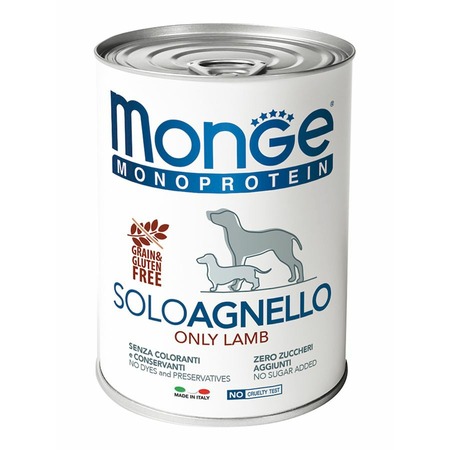 Monge Dog Monoprotein Solo полнорационный влажный корм для собак, беззерновой, паштет с ягненком, в консервах - 400 г фото 1