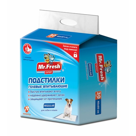 Mr.Fresh Expert Regular подстилки-пеленки для ежедневного применения для кошек и собак, 40х60 см - 30 шт фото 1