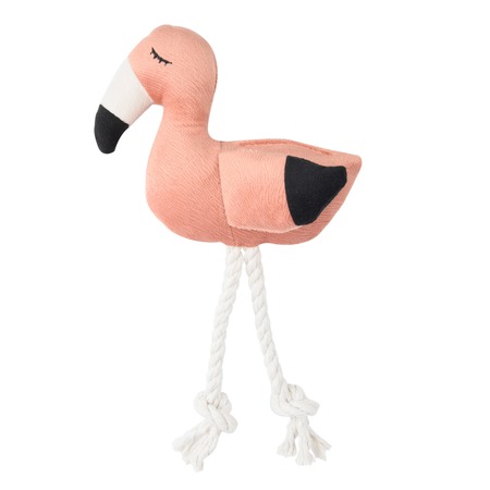 Mr.Kranch игрушка для собак мелких и средних пород, фламинго с канатом и пищалкой, персиковый - 24х13,5х6 см фото 1