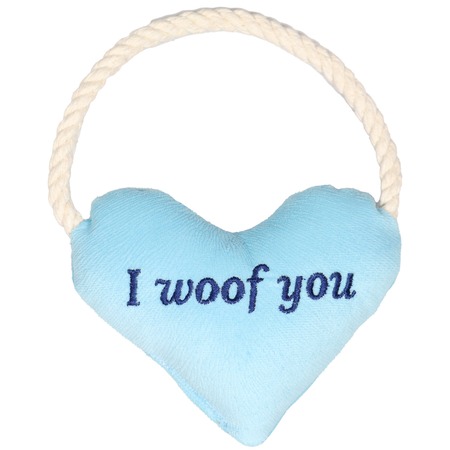 Mr.Kranch игрушка для собак мелких и средних пород, сердечко с канатом и пищалкой, голубое - 15х12х4 см фото 1