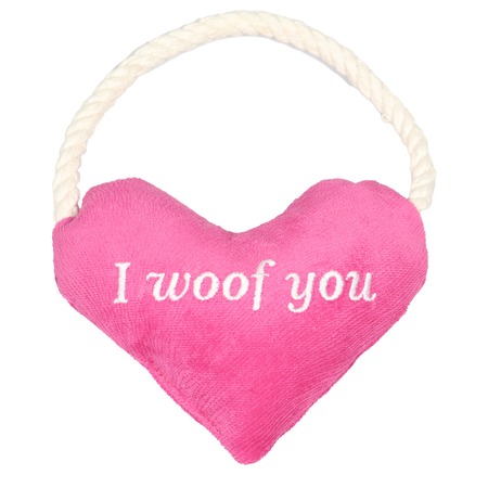 Mr.Kranch игрушка для собак мелких и средних пород, сердечко с канатом и пищалкой, розовое - 15х12х4 см фото 1