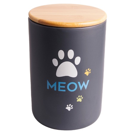 Mr.Kranch Meow бокс для хранения корма для кошек, керамический, черный - 1900 мл фото 1