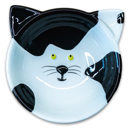 Mr.Kranch миска для кошек "Мордочка кошки", керамическая, черно-белая - 120 мл фото 1