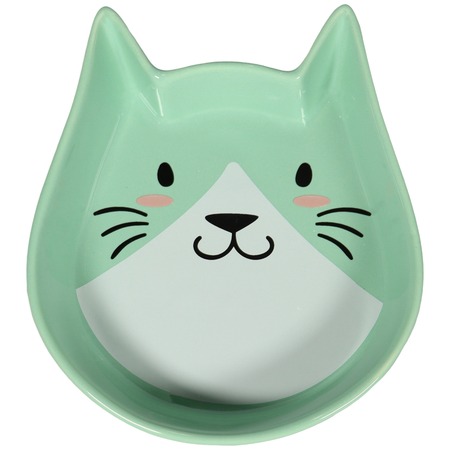 Mr.Kranch миска для кошек "Мордочка кошки", керамическая, зеленая - 250 мл фото 1