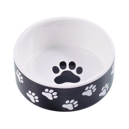 Mr.Kranch миска для собак, керамическая, черная с лапками - 420 мл фото 1