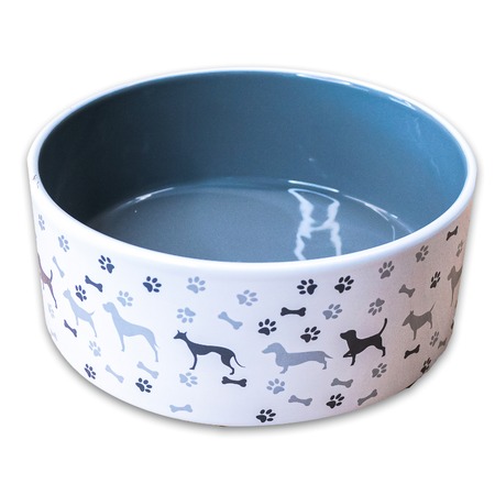 Mr.Kranch миска для собак, керамическая, серая с рисунком - 350 мл фото 1