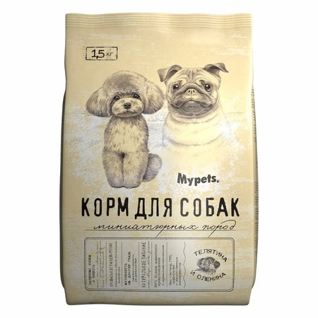 Mypets сухой корм для собак миниатюрных пород полноценный, с телятиной и олениной - 1,5 кг фото 1