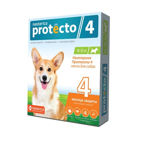 Neoterica Protecto капли от блох и клещей для собак от 10 до 25 кг, 2 пипетки фото 1