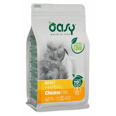 Oasy Dry Cat Adult Hairball сухой корм для взрослых кошек для выведения шерсти с курицей фото 1