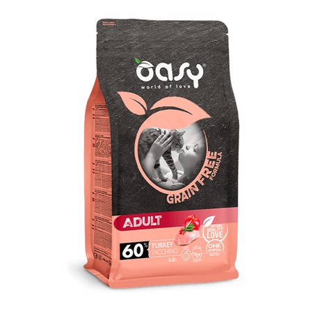 Oasy Dry Cat Grain Free Adult Turkey сухой корм для взрослых кошек беззерновой с индейкой фото 1