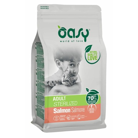 Oasy Dry Cat Adult Sterilized сухой корм для взрослых стерилизованных кошек с лососем - 1,5 кг фото 1