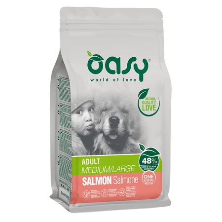 Oasy Dry OAP Medium/Large Breed Professional Монопротеин сухой корм для взрослых собак средних и крупных пород с лососем - 12 кг фото 1