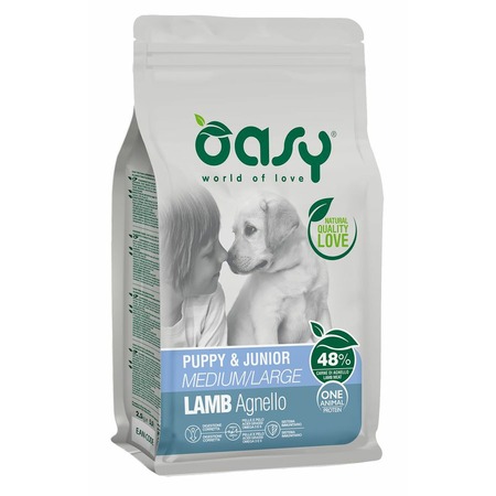 Oasy Dry OAP Puppy & Junior Medium / Large Breed Professional Монопротеин сухой корм для щенков и юниоров средних и крупных пород с ягненком - 12 кг фото 1