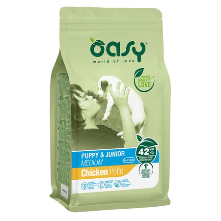 Oasy Dry Puppy & Junior Medium Breed Professional сухой корм для щенков и юниоров средних пород с курицей - 12 кг фото 1