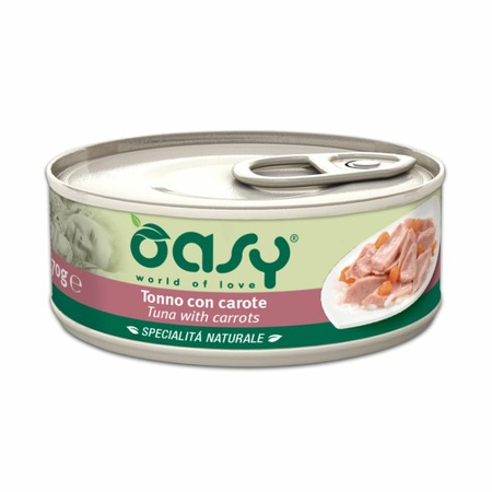 Oasy Wet Cat Specialita Naturali Tuna Carrot влажный корм для взрослых кошек, дополнительное питание с тунцом и морковью, в консервах - 70 г фото 1