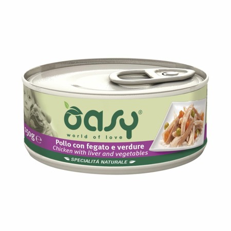 Oasy Wet Dog Specialita Naturali Chicken Liver Vegetables влажный корм для взрослых собак, дополнительное питание с курицей, печенью и овощами, в консервах - 150 г фото 1