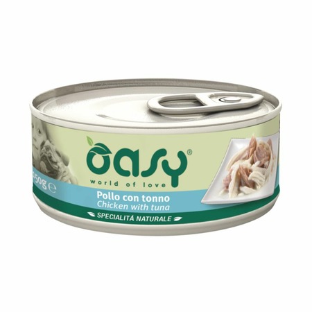 Oasy Wet Dog Specialita Naturali Chicken Tuna влажный корм для взрослых собак, дополнительное питание с курицей и тунцом, в консервах - 150 г фото 1