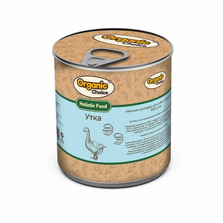 Organic Сhoice Holistic Monoprotein влажный корм для взрослых собак всех пород с уткой, в консервах - 300 г фото 1
