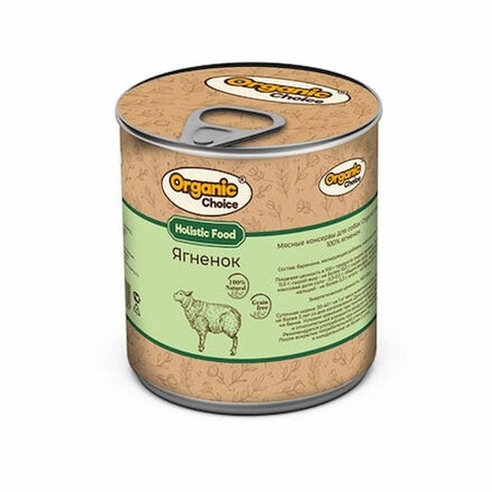 Organic Сhoice Holistic Monoprotein влажный корм для взрослых собак всех пород с ягненком, в консервах - 300 г фото 1