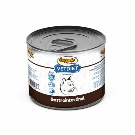 Organic Сhoice VET Gastrointestinal профилактическое питание для взрослых кошек с чувствительным пищеварением, в консервах - 240 г х 12 шт фото 1