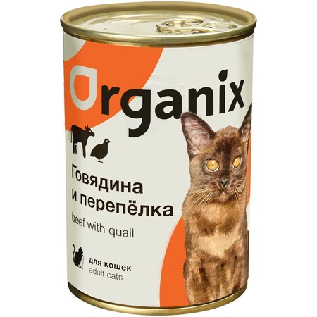 Organix влажный корм для кошек, с говядиной и перепелкой, в консервах - 410 г фото 1