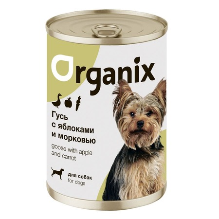 Organix влажный корм для собак, с фрикасе из гуся, яблоками и морковкой, в консервах - 400 г фото 1
