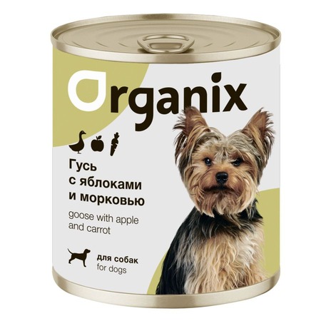 Organix влажный корм для собак, с фрикасе из гуся, яблоками и морковкой, в консервах - 750 г фото 1