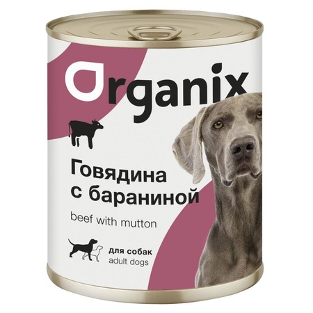 Organix влажный корм для собак, с говядиной и бараниной, в консервах - 850 г фото 1