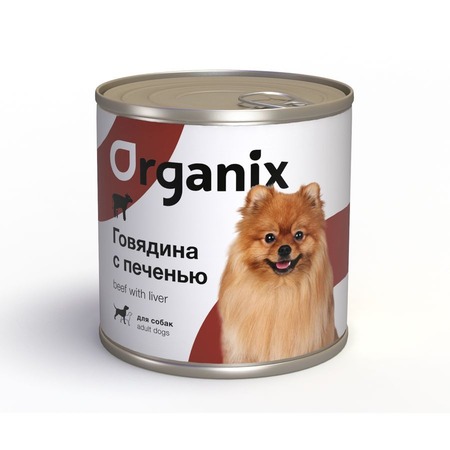 Organix влажный корм для собак, с говядиной и печенью, в консервах - 750 г фото 1