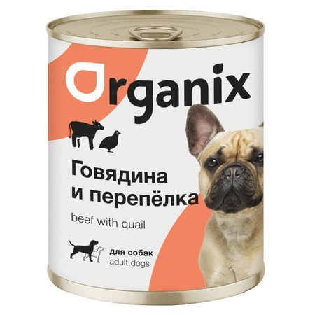 Organix влажный корм для собак, с говядиной и перепелкой, в консервах - 850 г фото 1