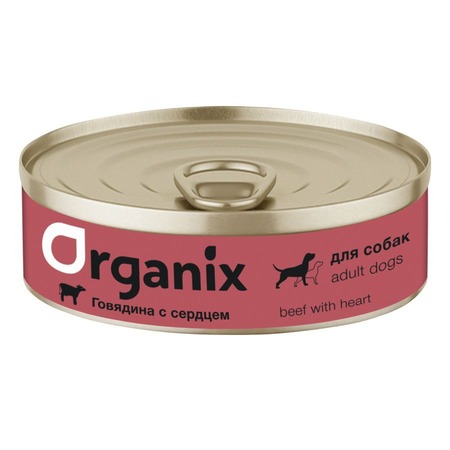 Organix влажный корм для собак, с говядиной и сердцем, в консервах - 100 г фото 1