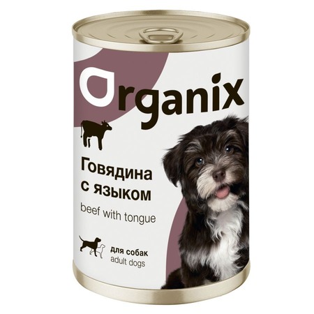 Organix консервы для взрослых собак всех пород, с говядиной и языком - 410 г x 15 шт фото 1