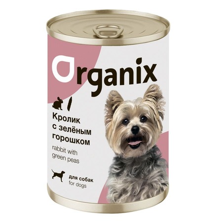 Organix влажный корм для собак, с кроликом и зеленым горошком, в консервах - 400 г фото 1