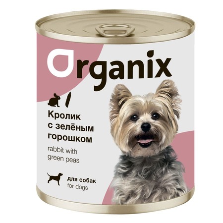 Organix влажный корм для собак, с кроликом и зеленым горошком, в консервах - 750 г фото 1