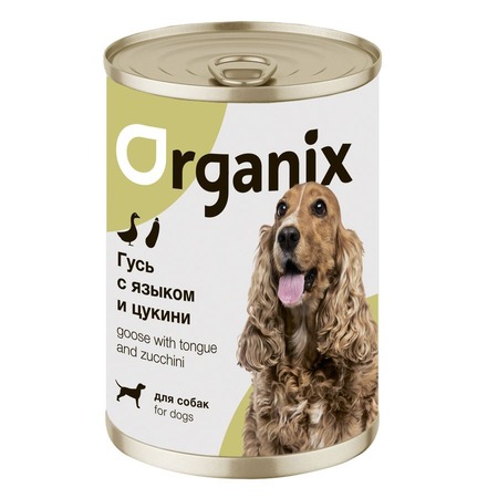 Organix влажный корм для собак, с рагу из гуся, языком и цуккини, в консервах - 400 г фото 1