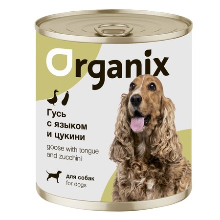 Organix влажный корм для собак, с рагу из гуся, языком и цуккини, в консервах - 750 г фото 1