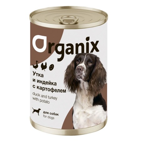 Organix влажный корм для собак, с уткой, индейкой, картофелем, в консервах - 400 г фото 1
