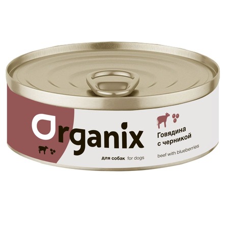 Organix влажный корм для собак, с заливным из говядины и черники, в консервах - 100 г фото 1