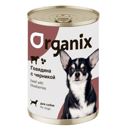 Organix влажный корм для собак, с заливным из говядины и черники, в консервах - 400 г фото 1