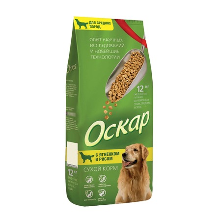 Оскар сухой корм для собак средних пород, с ягненком и рисом фото 1