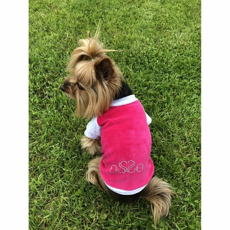 Толстовка OSSO-fashion для собак любого возраста миниатюрных мелких и средних пород из велюра розового цвета - р. 28 фото 1