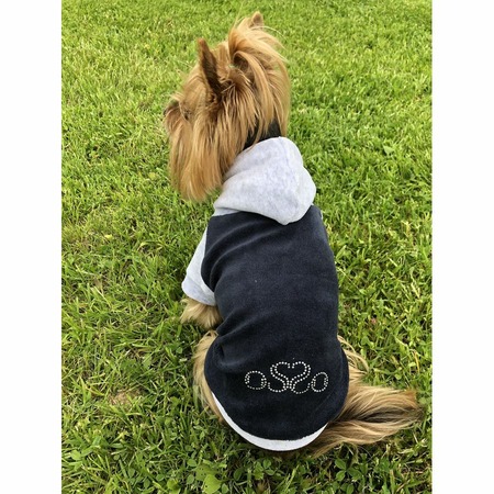 Толстовка с капюшоном OSSO-fashion для собак любого возраста миниатюрных мелких и средних пород из велюра цвета графита - р. 22 фото 1