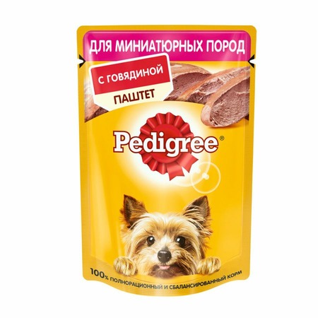 Pedigree влажный корм для взрослых собак миниатюрных пород паштет с говядиной, в паучах - 80 г х 24 шт фото 1