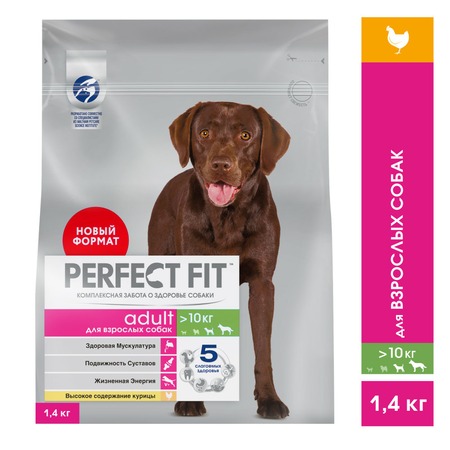 Perfect Fit сухой корм для взрослых собак средних и крупных пород старше одного года с курицей - 1,4 кг фото 1