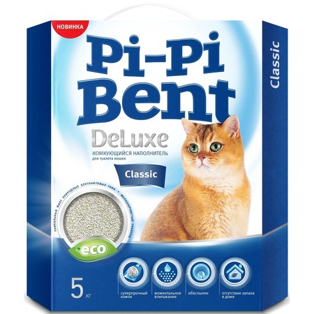 Pi-Pi Bent Deluxe Classic комкующийся наполнитель из бентонитовой глины для кошек - 5 кг фото 1