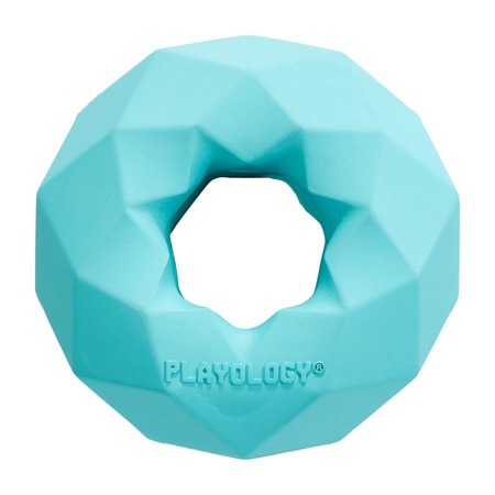Playology Channel Chew Ring игрушка для собак средних и крупных пород, жевательное кольцо-многогранник, с ароматом арахиса, голубой фото 1
