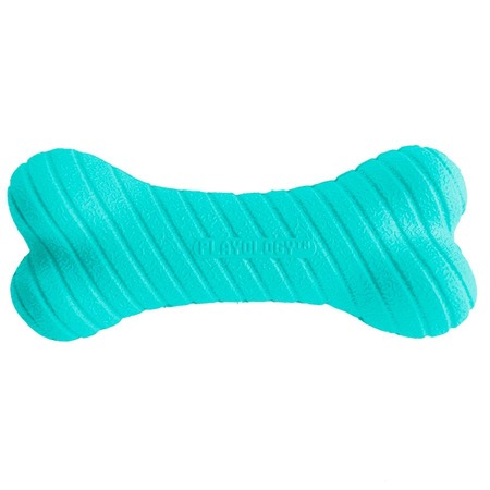 Playology Dual Layer Bone игрушка для собак средних и крупных пород, двухслойная жевательная косточка, с ароматом арахиса, большая, голубая фото 1
